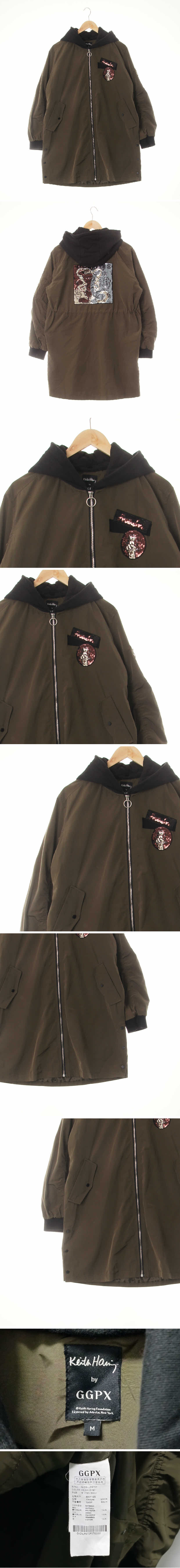 ggpx Keith Haring 스팽글패치후드롱사파리재킷 ggpx Keith Haring 카키 스팽글패치후드롱사파리재킷