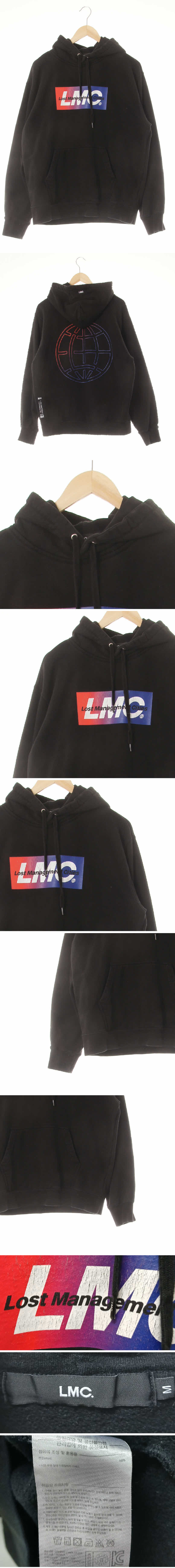 lmc 중앙로고웜후드티 lmc 블랙 프린팅 면 중앙로고웜후드티