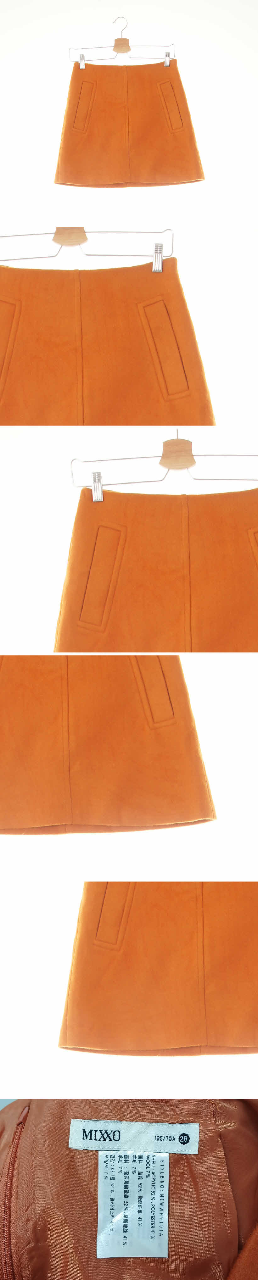 mixxo 페이크포켓미니스커트 mixxo 어텀메이플오렌지 울혼방 페이크포켓미니스커트