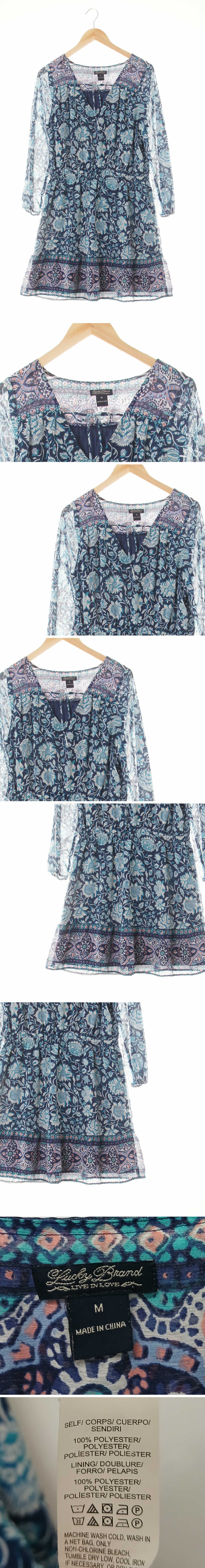 luckybrand 브이넥에스닉보더원피스 luckybrand 네이비딥틸그린 브이넥에스닉보더원피스