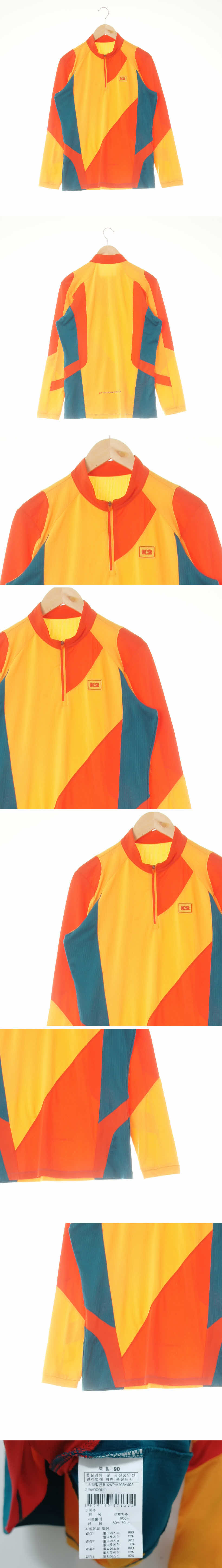 k2 패치로고집업스포츠티 k2 오렌지피코크그린 패치로고집업스포츠티