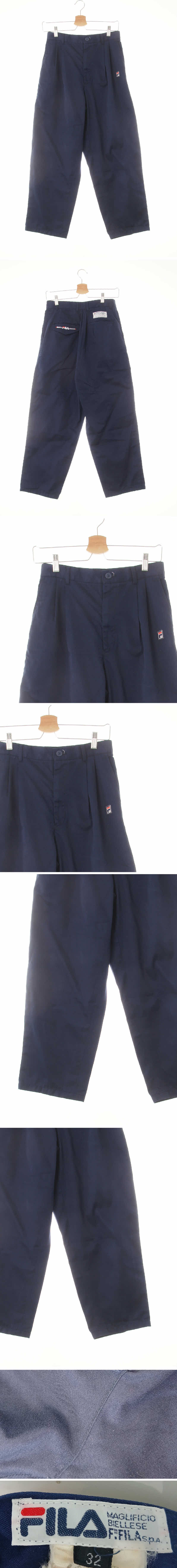 필라 네이비 면혼방 투턱릴렉스핏스포츠팬츠