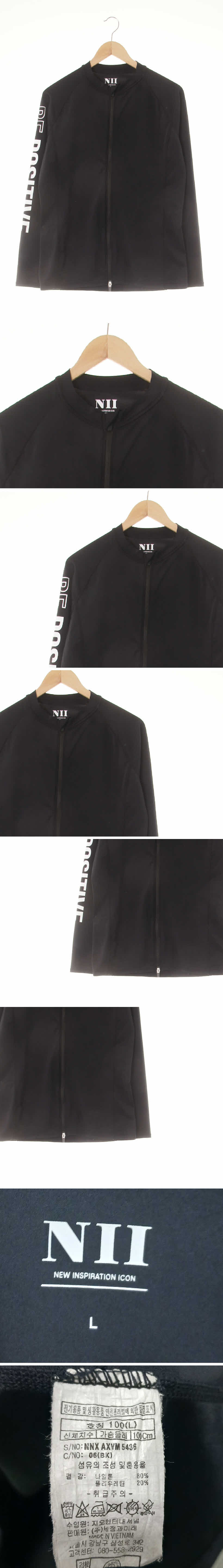 nii 소매빅레터링스윔집업 nii 블랙 소매빅레터링스윔집업