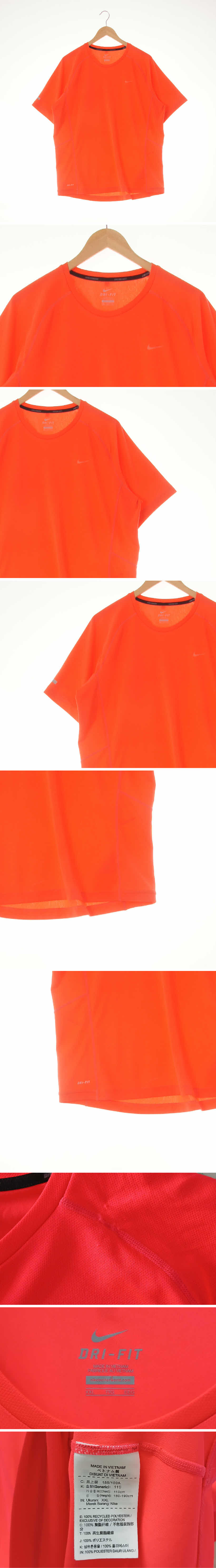 나이키 로고나그랑런닝반팔티 나이키 형광오렌지 프린팅 드라이핏 로고나그랑런닝반팔티