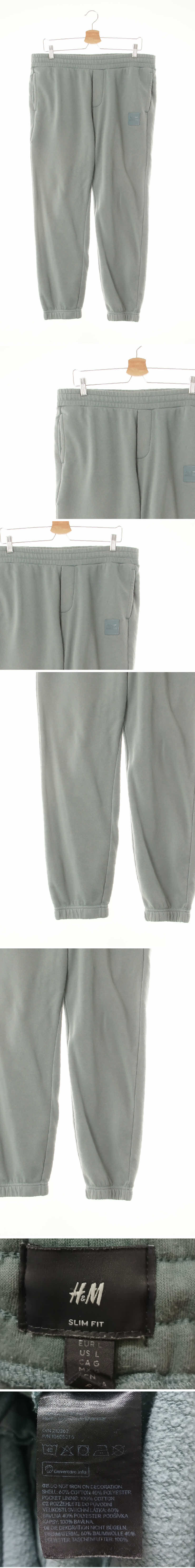 h&m 스웨트실리콘패치조거팬츠 h&m 데저트세이지그린 면혼방 스웨트실리콘패치조거팬츠