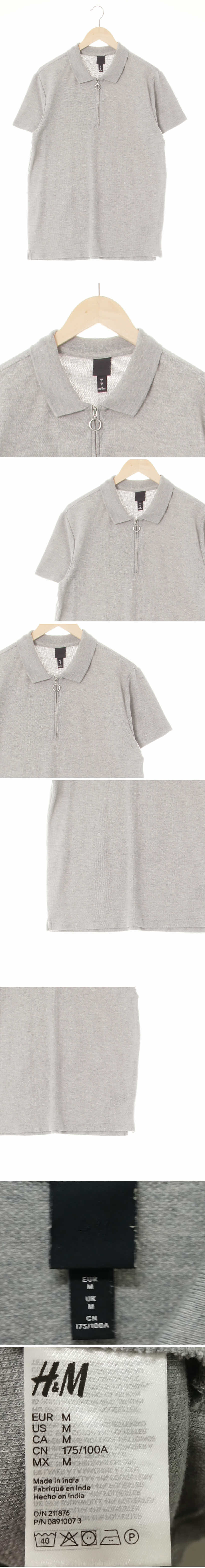 h&m 링고리반집업반팔카라티 h&m 그레이 면혼방 링고리반집업반팔카라티