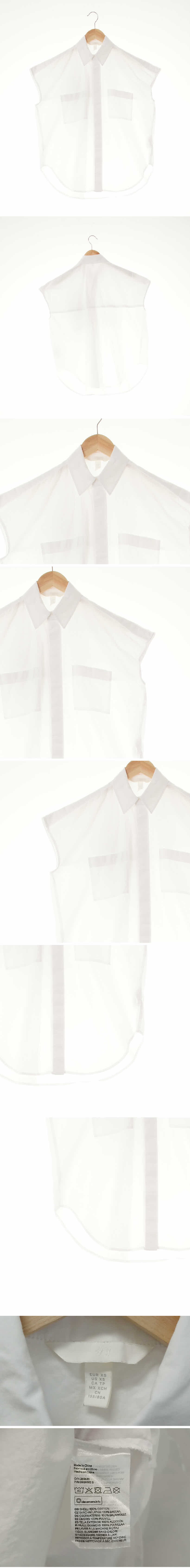 h&m 더블포켓와이드민소매블라우스 h&m 화이트 면 더블포켓와이드민소매블라우스