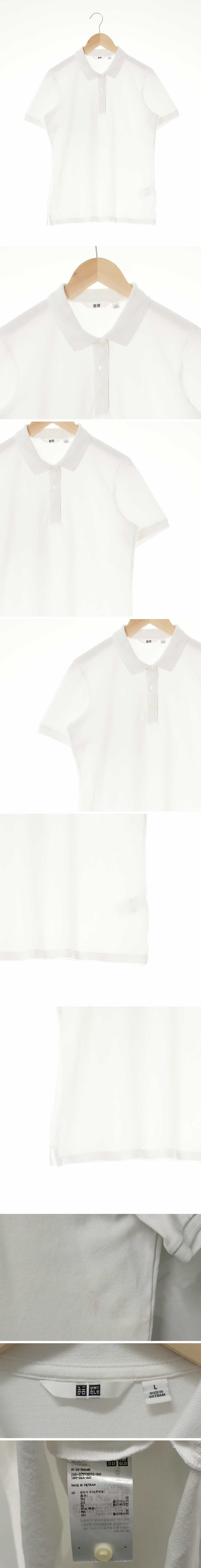 유니클로 슬림핏반소매폴로티 유니클로 화이트 면혼방 슬림핏반소매폴로티