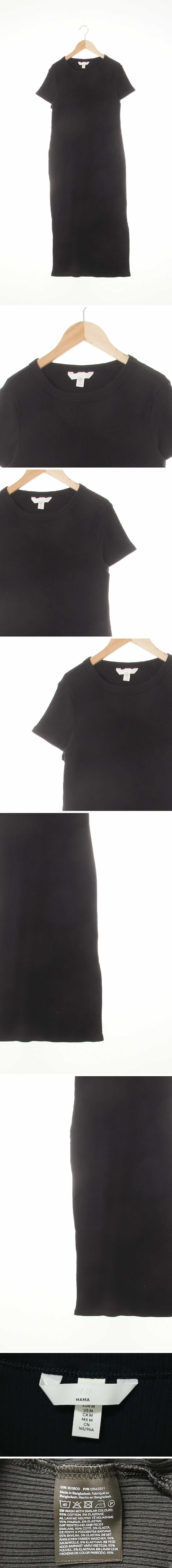 h&m 원슬릿골지반팔원피스 h&m 블랙 면혼방 원슬릿골지반팔원피스