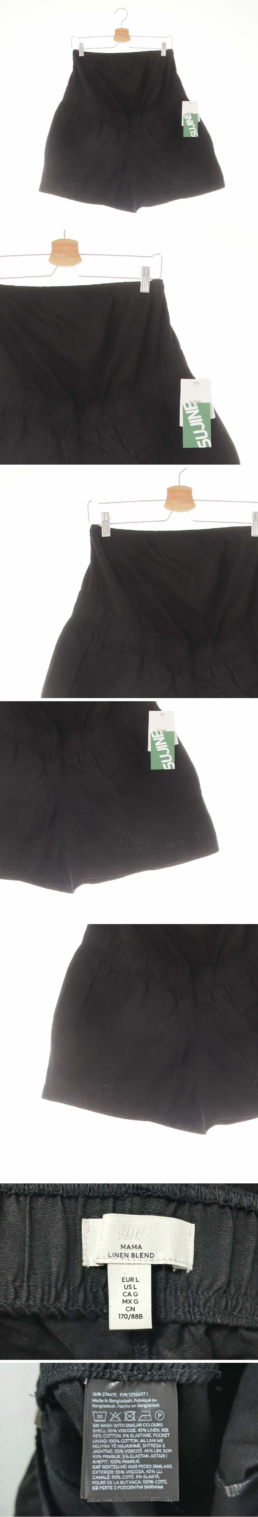 h&m 더블밴딩임부반바지 h&m 블랙 린넨혼방 더블밴딩임부반바지