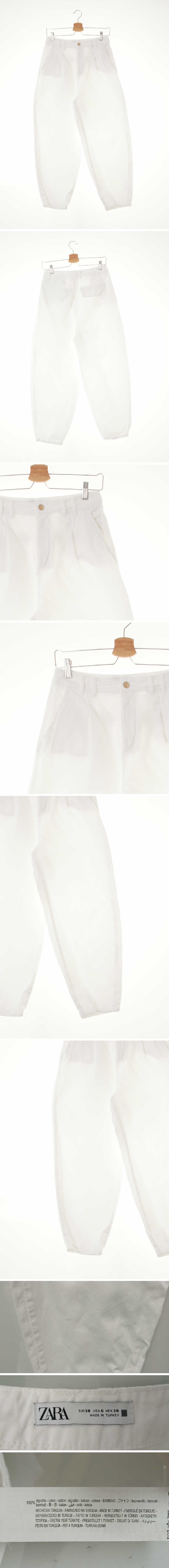 자라 화이트 면 핀턱커브오버핏진