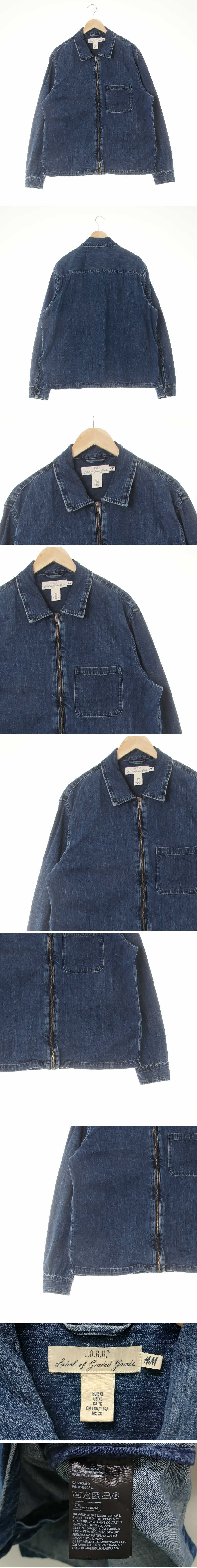 h&m 워싱집업카라재킷 h&m 진청 면 워싱집업카라재킷