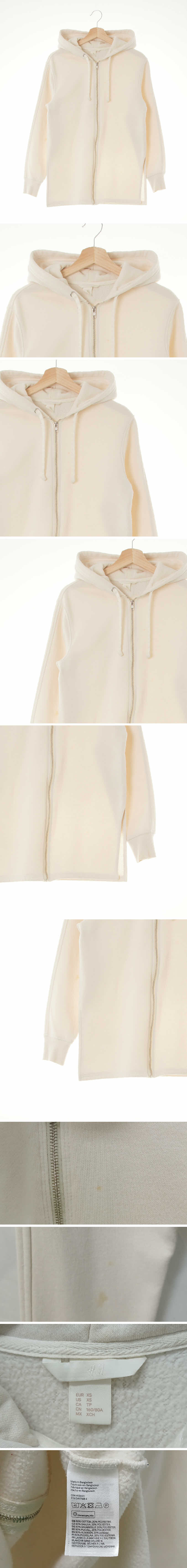 h&m 슬릿후드집업 h&m 아이보리 면혼방 슬릿후드집업