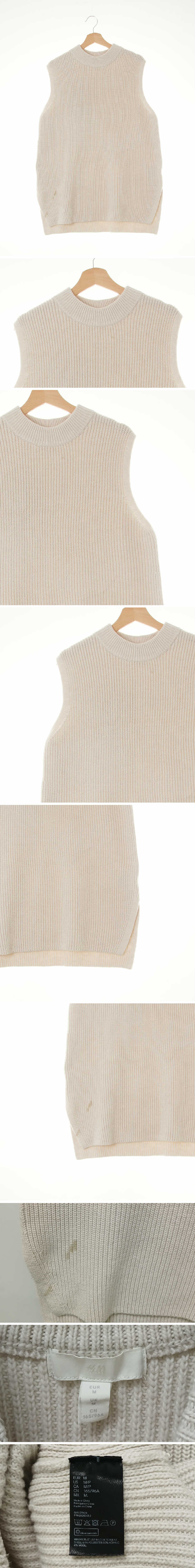 h&m 루즈핏짜임슬릿니트베스트 h&m 라이트베이지 울혼방 루즈핏짜임슬릿니트베스트