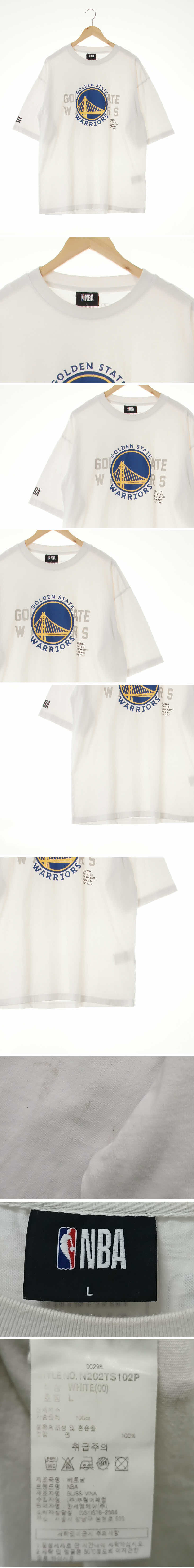 NBA 반팔골든스테이트워리어티 NBA 화이트 프린팅 면 반팔골든스테이트워리어티