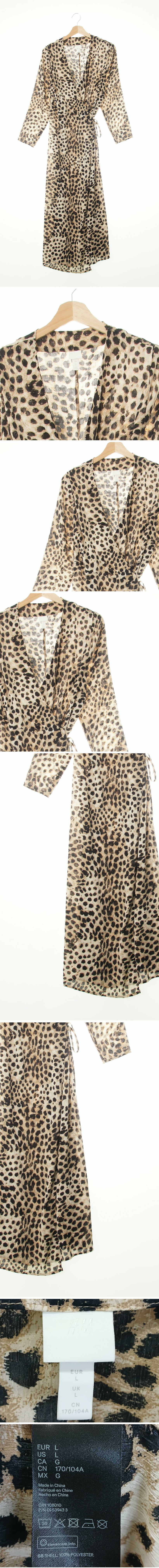 h&m 랩로브맥시원피스 h&m 베이지블랙 레오파드 랩로브맥시원피스