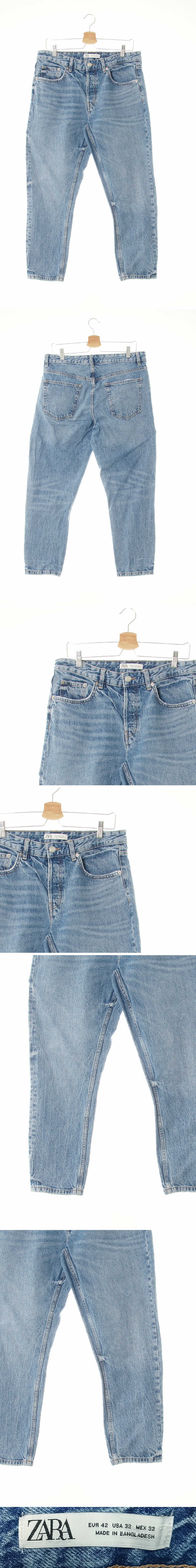 자라 미들크롭워시드진 자라 중청 데님 미들크롭워시드진