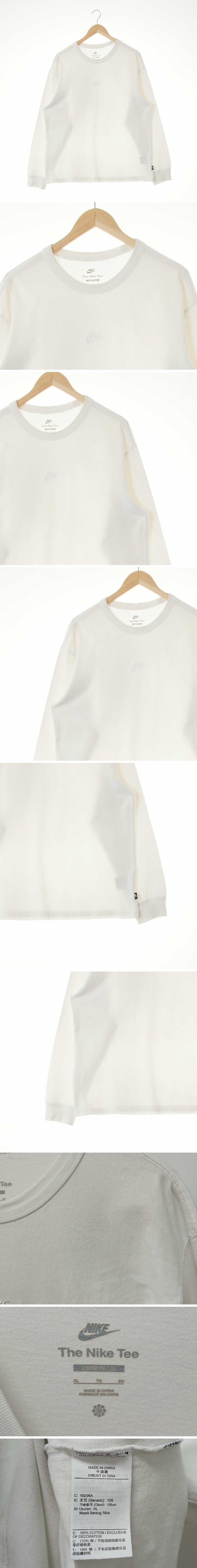 나이키 화이트 면 자수로고긴소매티