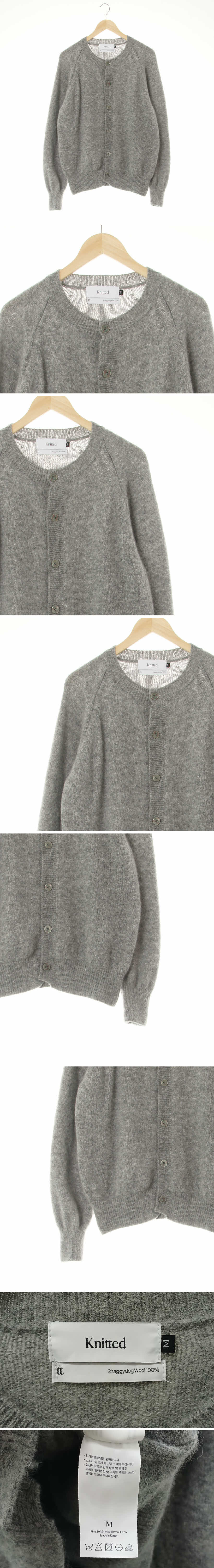 knitted 자개버튼웜나그랑가디건 knitted 그레이 울 자개버튼웜나그랑가디건