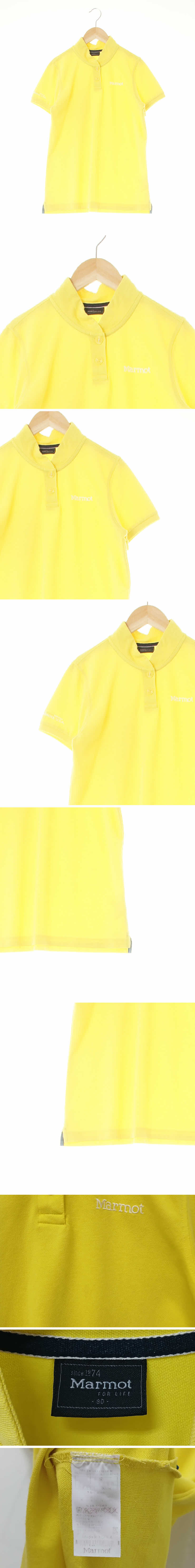 마모트 숏카라반팔티 마모트 옐로우 면혼방 숏카라반팔티