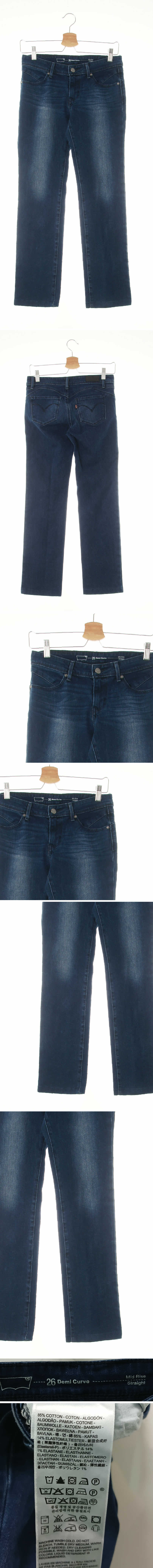 리바이스 미드라이즈수염워싱일자진 리바이스 진청 데님 미드라이즈수염워싱일자진