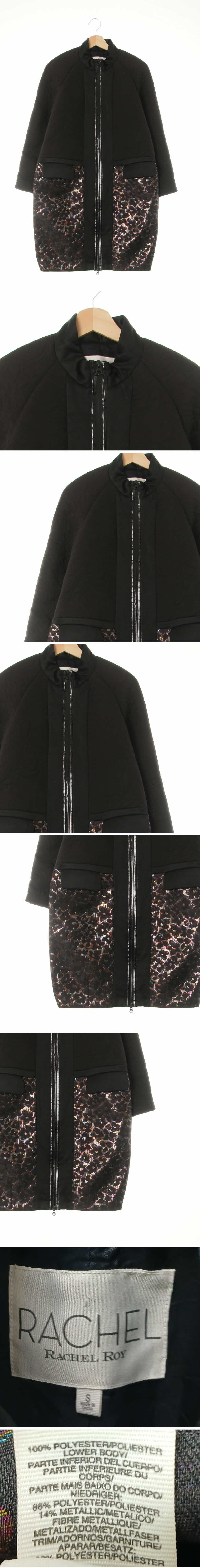 rachel roy 자카드배색라이트패딩코트 rachel roy 블랙퍼플헤더 플라워패턴 자카드배색라이트패딩코트