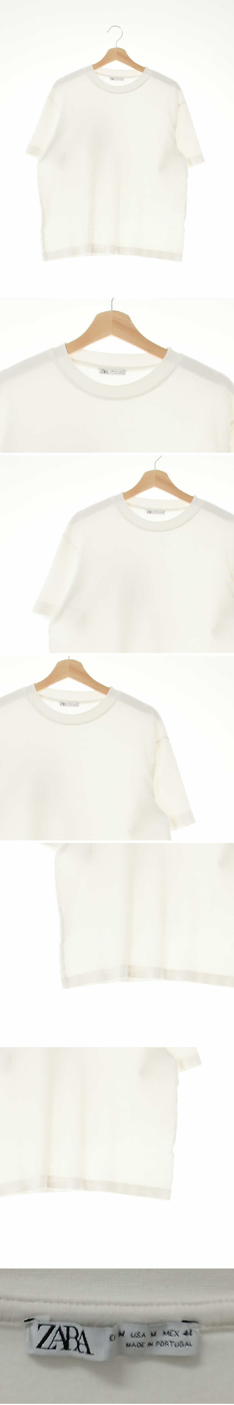 자라 크루넥심플반팔티 자라 화이트 면혼방 크루넥심플반팔티