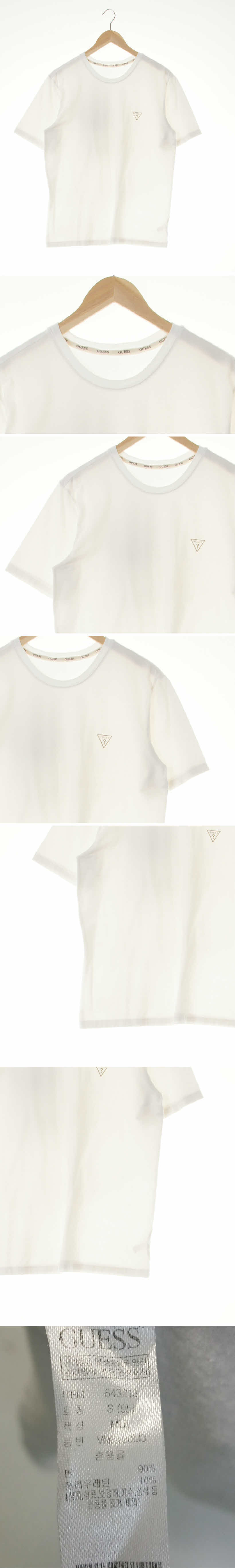 Guess 로고베이직반팔티 Guess 화이트 면혼방 로고베이직반팔티