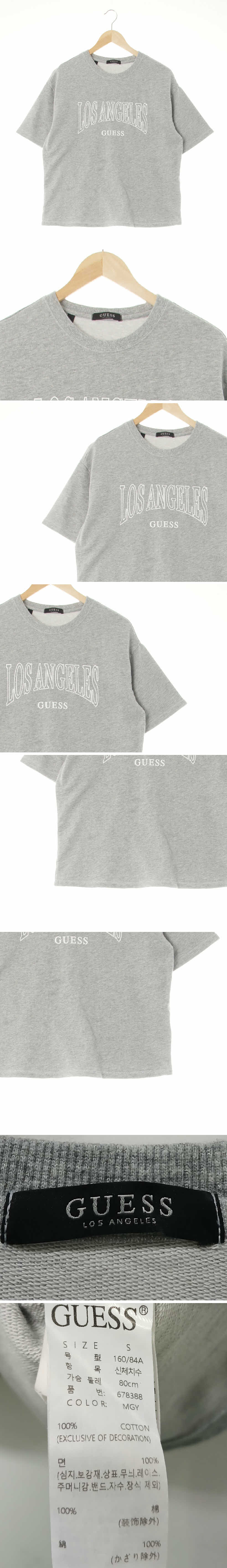 Guess 아웃라인로스앤젤레스반팔티 Guess 멜란지그레이 면 아웃라인로스앤젤레스반팔티