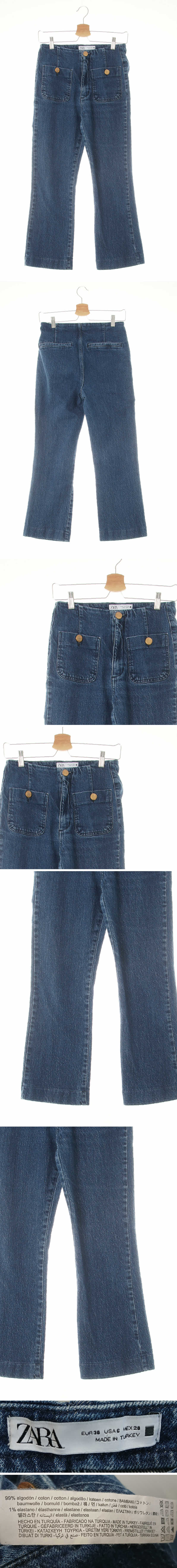 자라 진청 데님 크롭앞포켓부츠컷진