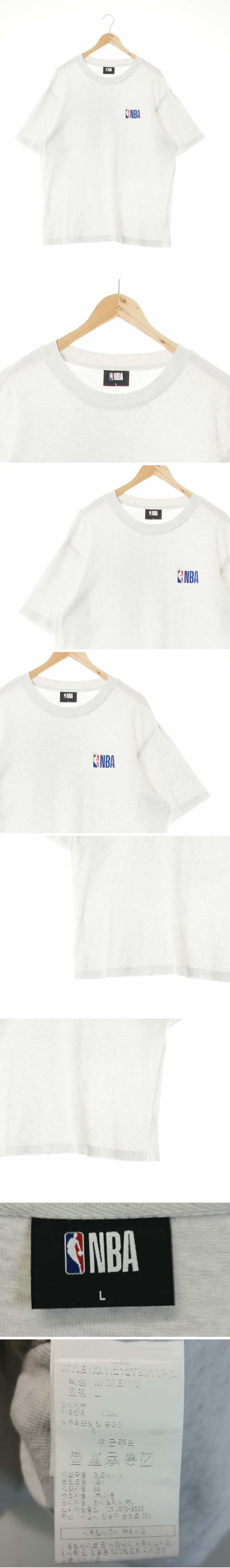 NBA 배색로고라운드반팔티 NBA 라이트그레이헤더 면 배색로고라운드반팔티