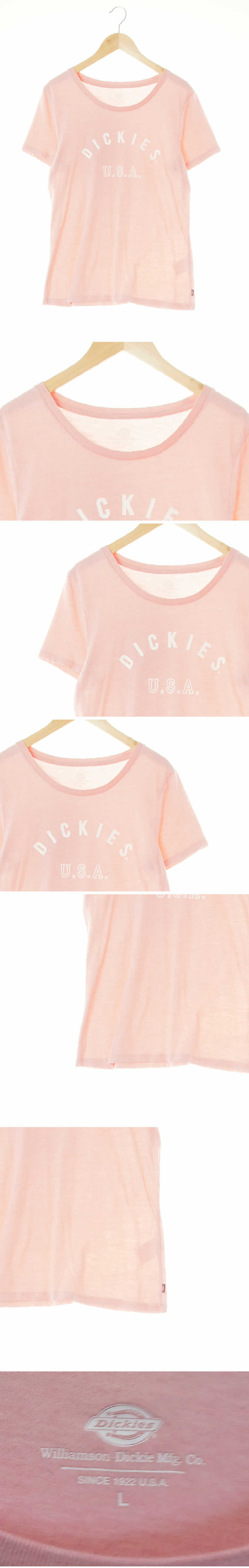 디키즈 USA로고반팔티 디키즈 멜란지로즈쿼츠핑크 프린팅 면혼방 USA로고반팔티