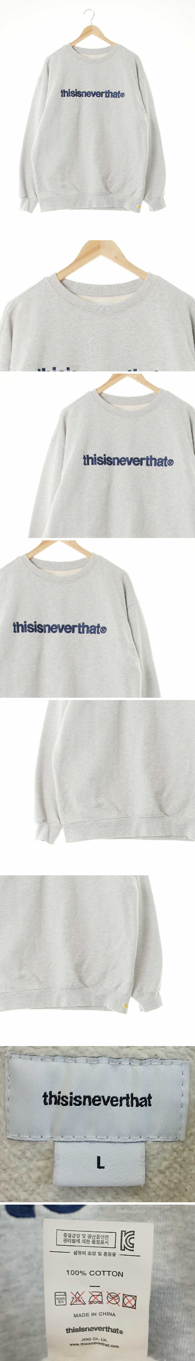 thisisneverthat 멜란지그레이 면 중앙로고기모스웨트셔츠