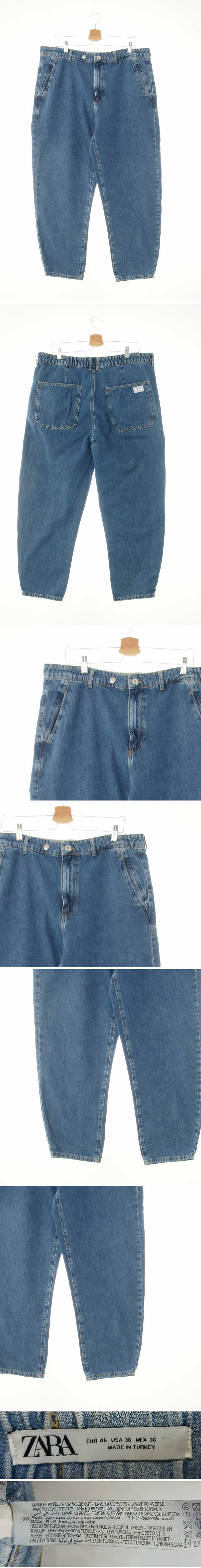 자라 배기워싱크롭진 자라 중청 데님 배기워싱크롭진