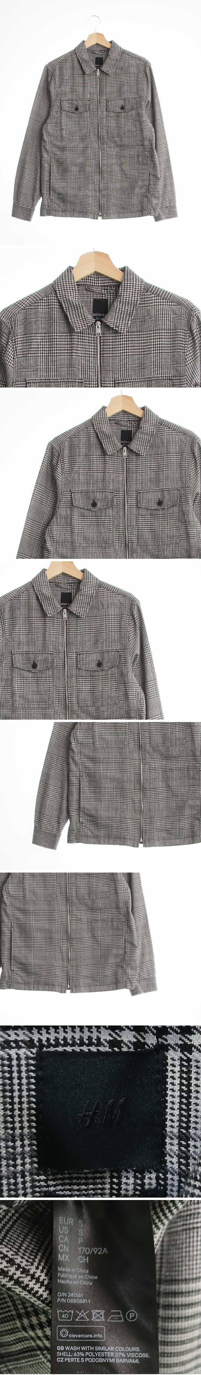 h&m 더블포켓라이트카라자켓 h&m 블랙 체크 비스코스혼방 더블포켓라이트카라자켓