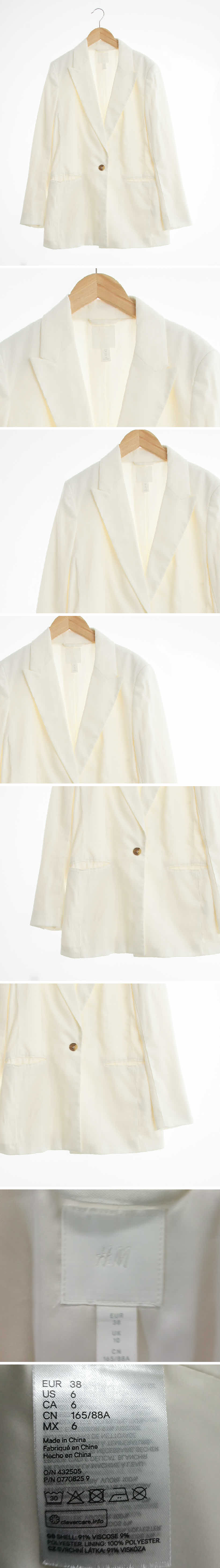 h&m 화이트 비스코스혼방 싱글버튼테일러자켓