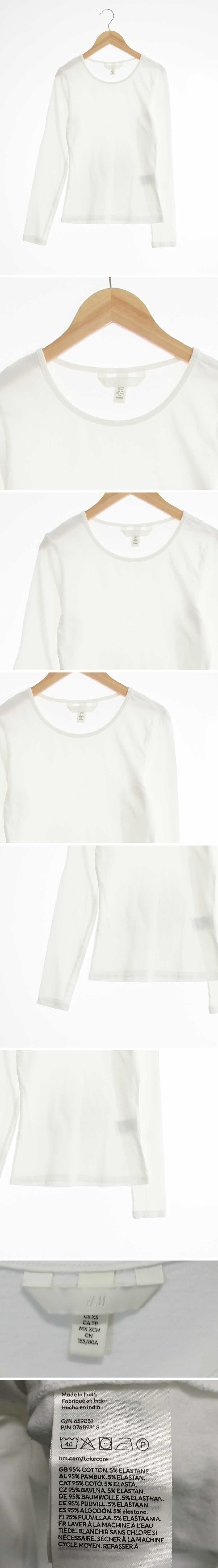 h&m 라운드베이직긴팔티셔츠 h&m 화이트 면혼방 라운드베이직긴팔티셔츠