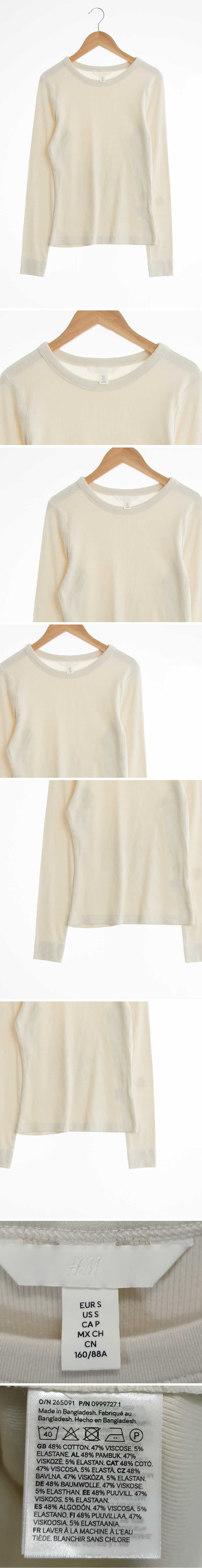h&m 라운드심플골지티 h&m 페일베이지 면혼방 라운드심플골지티