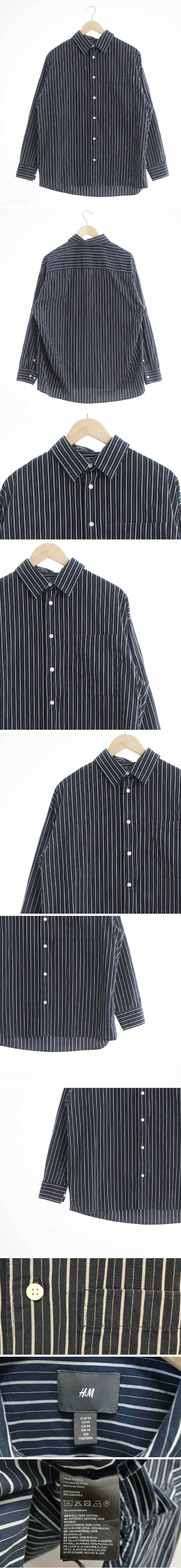 h&m 포켓루즈대비셔츠 h&m 네이비 스트라이프 면 포켓루즈대비셔츠