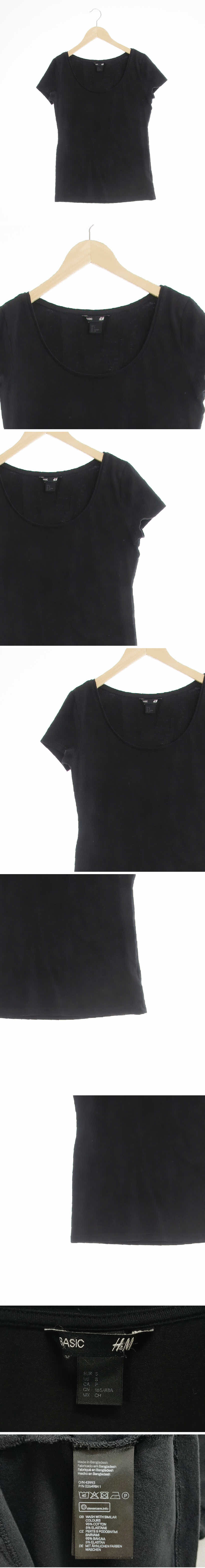 h&m 베이직반팔티셔츠 h&m 블랙 면혼방 베이직반팔티셔츠