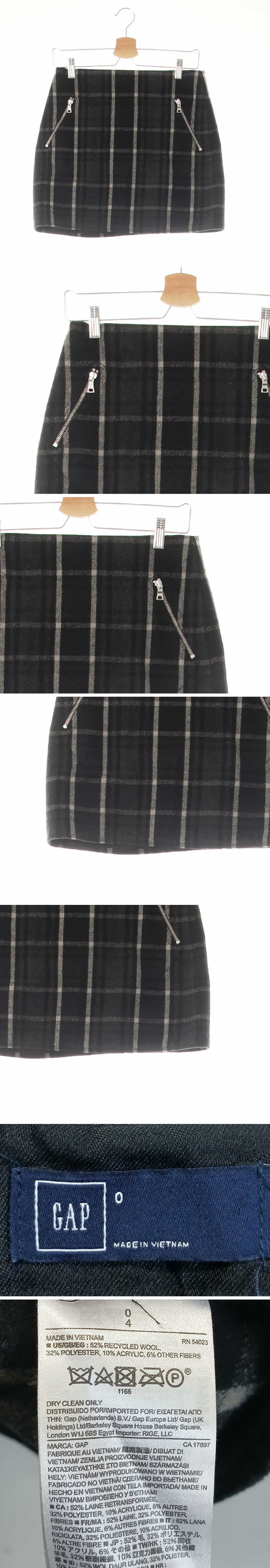 gap 모직지퍼스커트 gap 다크그레이 체크 울혼방 모직지퍼스커트