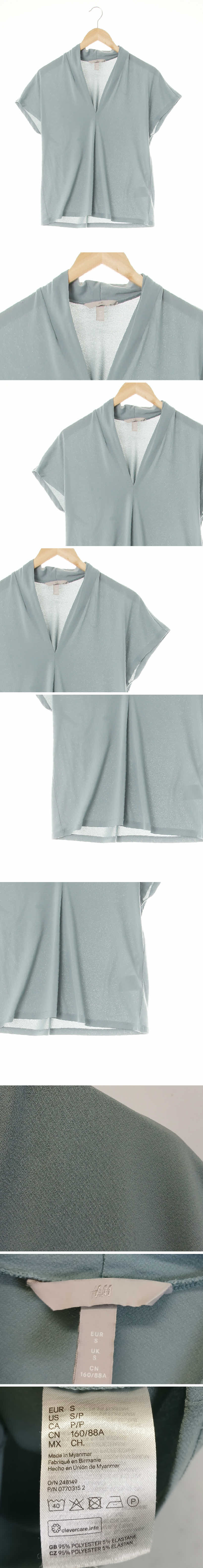 h&m 브이넥캡소매블라우스 h&m 프로스티그린 브이넥캡소매블라우스