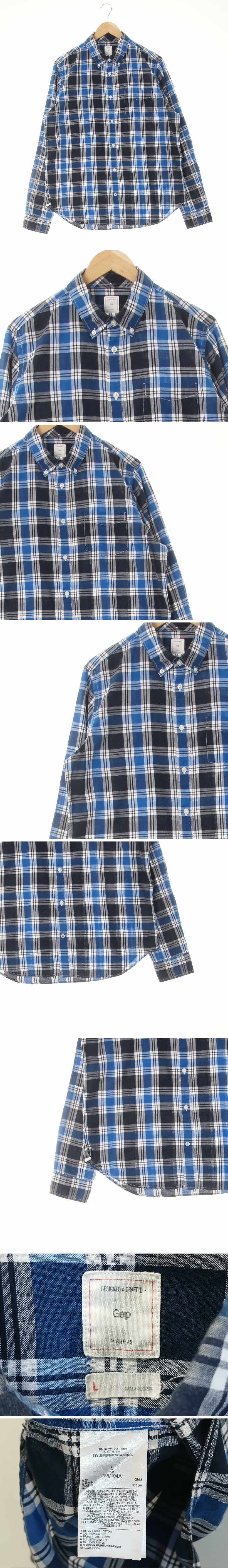 gap 스티치오각포켓셔츠 gap 블루네이비 체크 면 스티치오각포켓셔츠