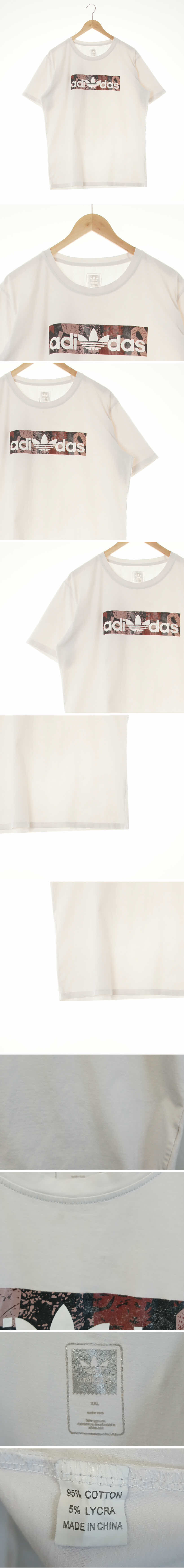 아디다스 추상박스레터링반팔티 아디다스 화이트 프린팅 면혼방 추상박스레터링반팔티