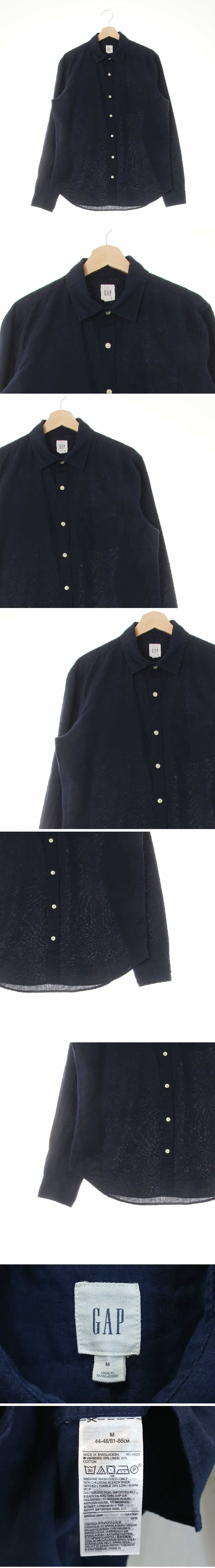 gap 오각포켓박스플리츠셔츠 gap 네이비 린넨혼방 오각포켓박스플리츠셔츠