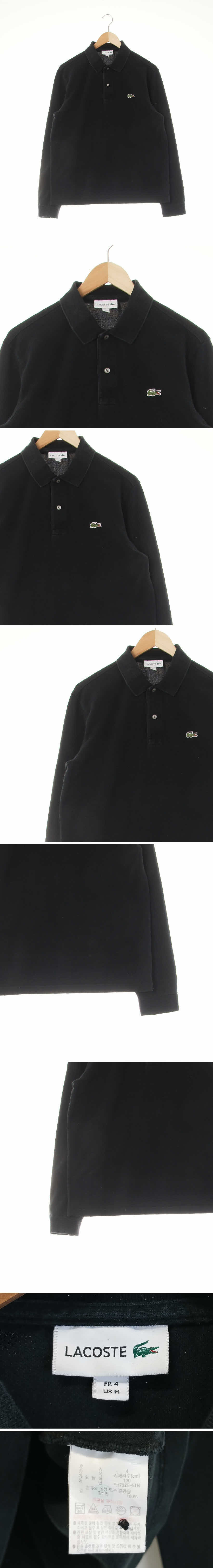 라코스테 패치로고긴팔카라티 라코스테 블랙 면 패치로고긴팔카라티