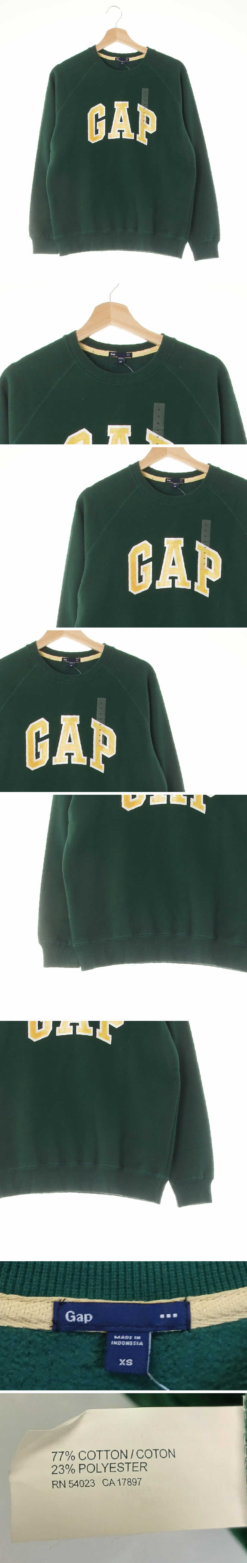 gap 중앙빈티지로고맨투맨 gap 헌터그린 프린팅 면혼방 중앙빈티지로고맨투맨