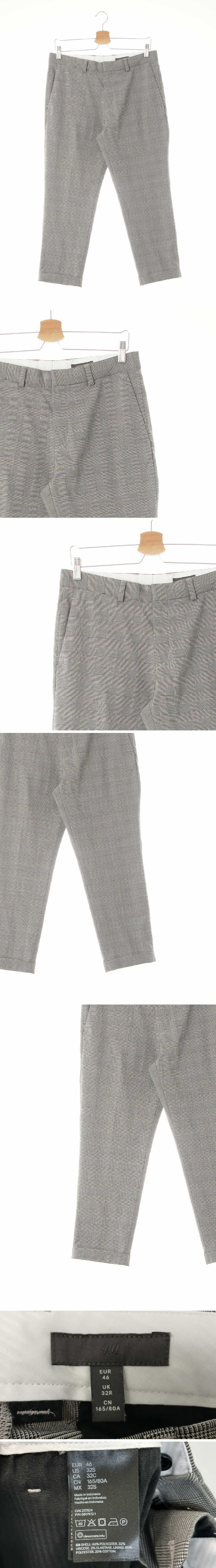 h&m 카브라슬림슬랙스팬츠 h&m 블랙 하운드체크 카브라슬림슬랙스팬츠