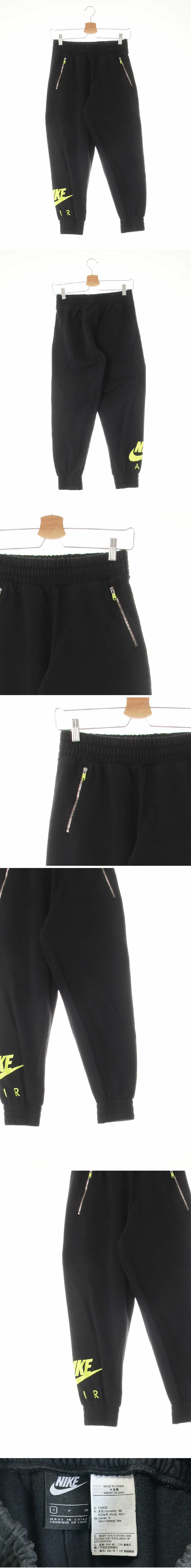 나이키 블랙 프린팅 면혼방 형광빅로고조거팬츠