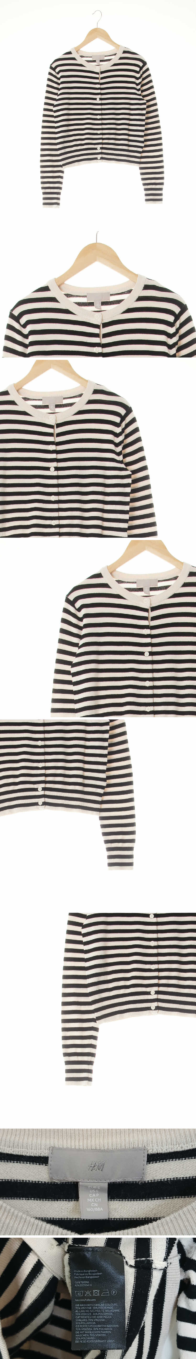 h&m 시보리라운드숏가디건 h&m 아이보리블랙 시보리라운드숏가디건